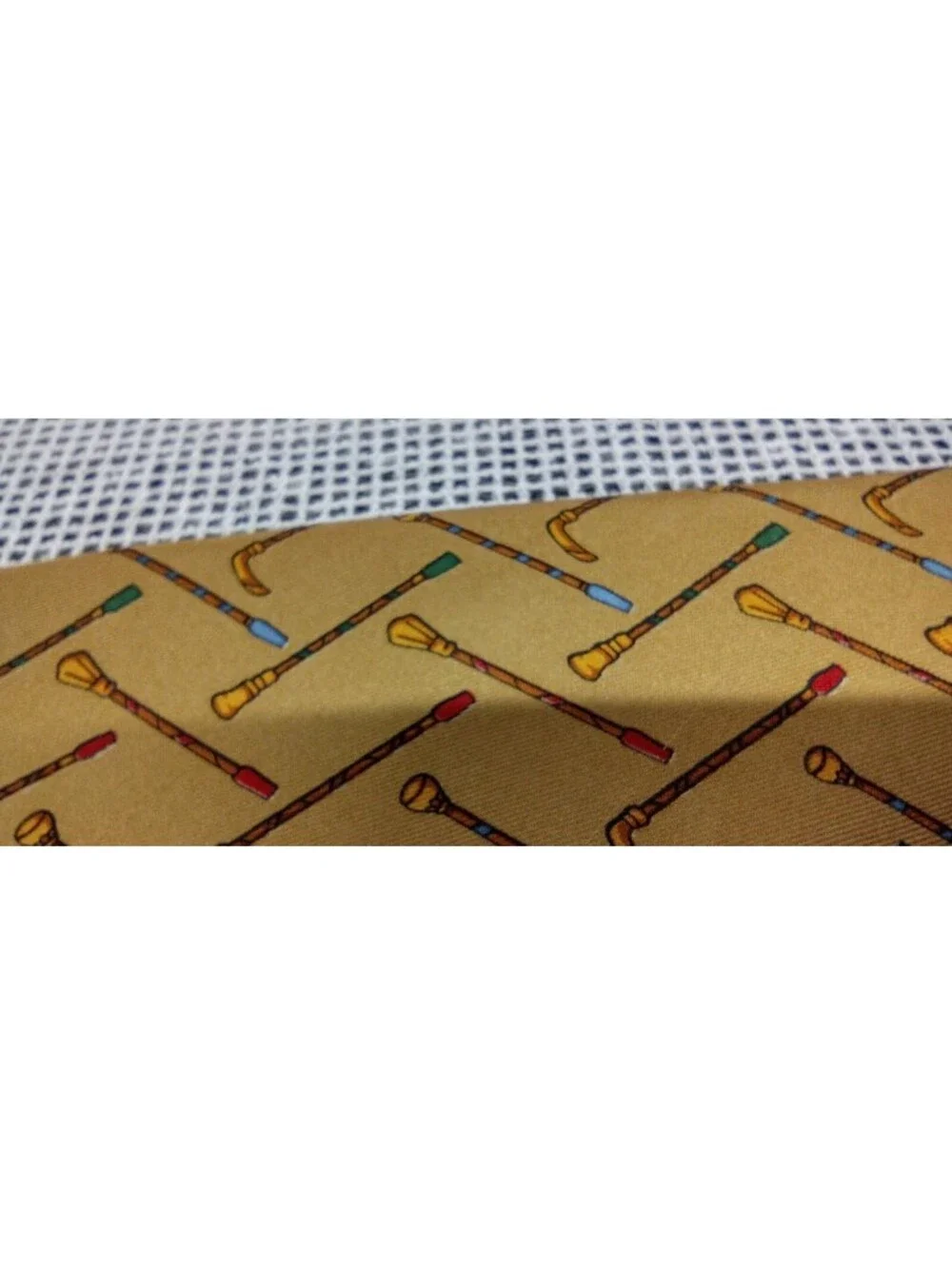 Vintage Salvatore Ferragamo Bronze Silk Tie Canes 1990s SAKS 5th AVENUE New Tag